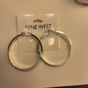 Nine West Shiny Silver Hoop Earrings